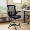 Flash Furniture Kelista Mid-Back Black Mesh Ergonomic Drafting Chair with LeatherSoft Seat, Adjustable Foot Ring and Flip-Up Arms BL-X-5M-D-BK-LEA-GG - alternate 1